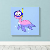 Illustratie van een snorkelend monster van Loch Ne Canvas Afdruk (Insitu (Houten vloer))