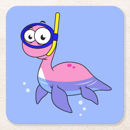 Illustratie van een snorkelend monster van Loch Ne Kartonnen Onderzetters (Voorkant)