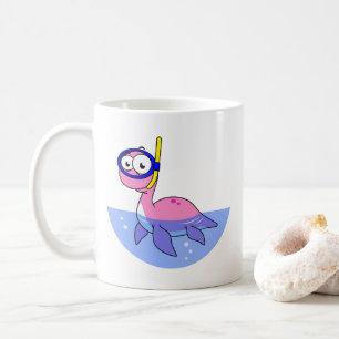 Illustratie van een snorkelend monster van Loch Ne Koffiemok