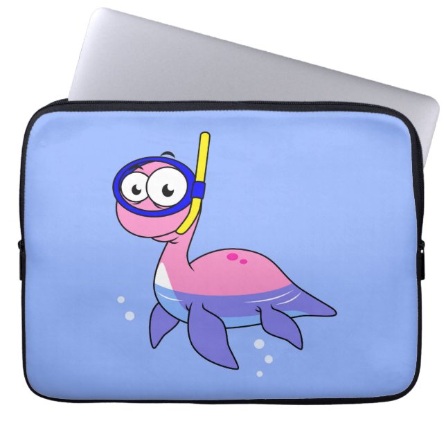 Illustratie van een snorkelend monster van Loch Ne Laptop Sleeve (Voorkant)