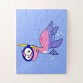 Illustratie van een snorkelend monster van Loch Ne Legpuzzel (Verticaal)