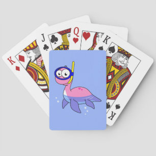 Illustratie van een snorkelend monster van Loch Ne Pokerkaarten