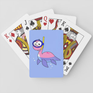 Illustratie van een snorkelend monster van Loch Ne Pokerkaarten