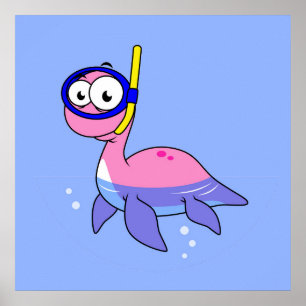 Illustratie van een snorkelend monster van Loch Ne Poster
