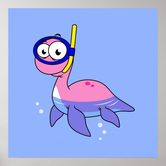 Illustratie van een snorkelend monster van Loch Ne Poster (Voorkant)
