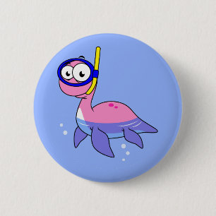 Illustratie van een snorkelend monster van Loch Ne Ronde Button 5,7 Cm