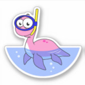 Illustratie van een snorkelend monster van Loch Ne Sticker (Voorkant)