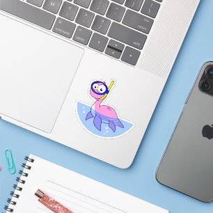 Illustratie van een snorkelend monster van Loch Ne Sticker