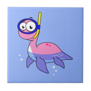 Illustratie van een snorkelend monster van Loch Ne Tegeltje