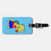 Illustratie van een Spinosaurus boksen. Bagagelabel (Voorkant horizontaal)