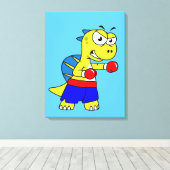 Illustratie van een Spinosaurus boksen. Canvas Afdruk (Insitu (Houten vloer))