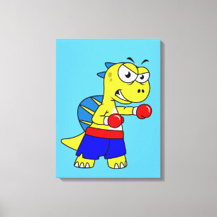 Illustratie van een Spinosaurus boksen. Canvas Afdruk