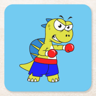 Illustratie van een Spinosaurus boksen. Kartonnen Onderzetters