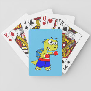 Illustratie van een Spinosaurus boksen. Pokerkaarten