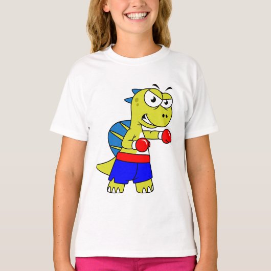Illustratie van een Spinosaurus boksen. T-shirt (Voorkant)