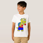 Illustratie van een Spinosaurus boksen. T-shirt (Voorkant volledig)