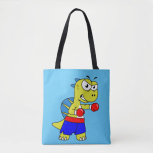 Illustratie van een Spinosaurus boksen. Tote Bag