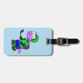 Illustratie van een Spinosaurus hockeyer. Bagagelabel (Voorkant horizontaal)