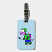 Illustratie van een Spinosaurus hockeyer. Bagagelabel (Voorkant verticaal)