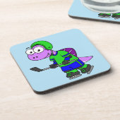 Illustratie van een Spinosaurus hockeyer. Bier Onderzetter (Linkerzijde)