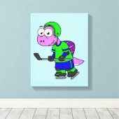 Illustratie van een Spinosaurus hockeyer. Canvas Afdruk (Insitu (Houten vloer))