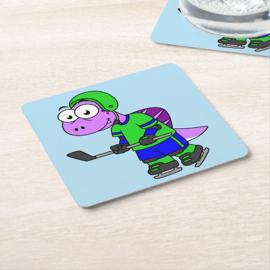 Illustratie van een Spinosaurus hockeyer. Kartonnen Onderzetters (Schuin)