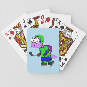Illustratie van een Spinosaurus hockeyer. Pokerkaarten