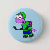 Illustratie van een Spinosaurus hockeyer. Ronde Button 5,7 Cm (Voorkant)