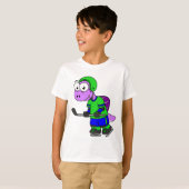 Illustratie van een Spinosaurus hockeyer. T-shirt (Voorkant volledig)