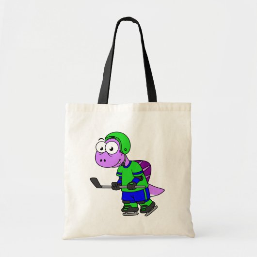 Illustratie van een Spinosaurus hockeyer. Tote Bag (Voorkant)
