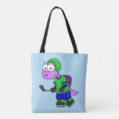 Illustratie van een Spinosaurus hockeyer. Tote Bag (Achterkant)