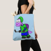 Illustratie van een Spinosaurus hockeyer. Tote Bag (Dichtbij)