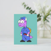 Illustratie van een Spinosaurus loodgieter. Briefkaart (Staand voorkant)