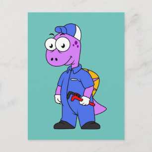 Illustratie van een Spinosaurus loodgieter. Briefkaart