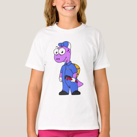 Illustratie van een Spinosaurus loodgieter. T-shirt (Voorkant)