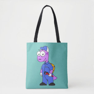 Illustratie van een Spinosaurus loodgieter. Tote Bag