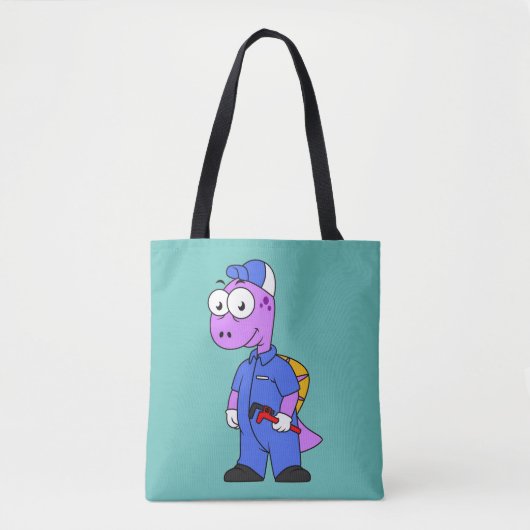 Illustratie van een Spinosaurus loodgieter. Tote Bag (Voorkant)