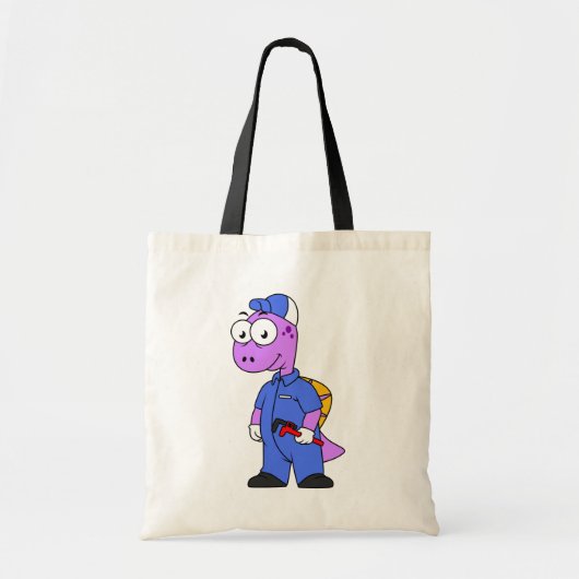 Illustratie van een Spinosaurus loodgieter. Tote Bag (Voorkant)
