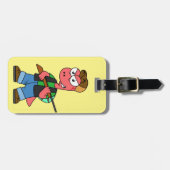 Illustratie van een Spinosaurusjager met Pistool. Bagagelabel (Voorkant horizontaal)