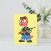 Illustratie van een Spinosaurusjager met Pistool. Briefkaart (Staand voorkant)