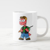Illustratie van een Spinosaurusjager met Pistool. Grote Koffiekop (Rechts)