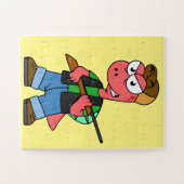 Illustratie van een Spinosaurusjager met Pistool. Legpuzzel (Horizontaal)