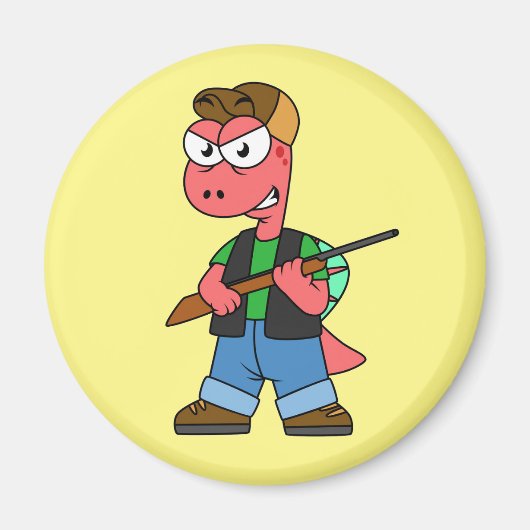 Illustratie van een Spinosaurusjager met Pistool. Magneet (Voorkant)