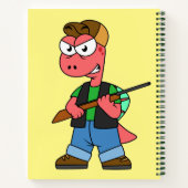 Illustratie van een Spinosaurusjager met Pistool. Notitieboek (Achterkant)