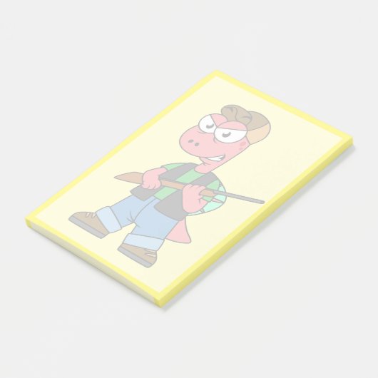 Illustratie van een Spinosaurusjager met Pistool. Post-it® Notes (Schuin)