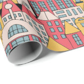  illustratie van een stadsgebouw in de voor cadeaupapier (Rol Hoek)