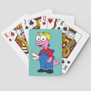 Illustratie van een Stegosaurus bouwvakker. Pokerkaarten