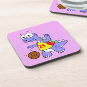 Illustratie van een Stegosaurus die basketbal spee Bier Onderzetter (Linkerzijde)