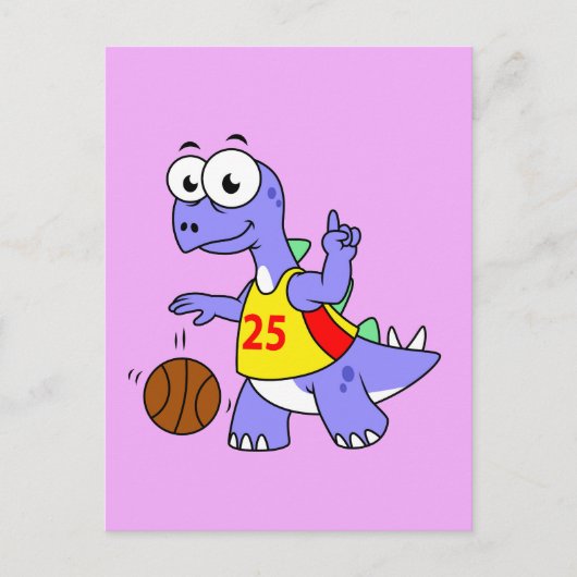 Illustratie van een Stegosaurus die basketbal spee Briefkaart (Voorkant)
