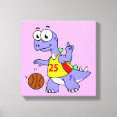 Illustratie van een Stegosaurus die basketbal spee Canvas Afdruk (Voorkant)